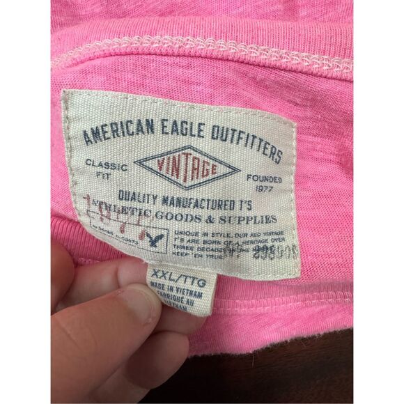 American Eagle Mens Classic Fit Pink Short Sleeve Tee Size XXL - Picture 6 of 9